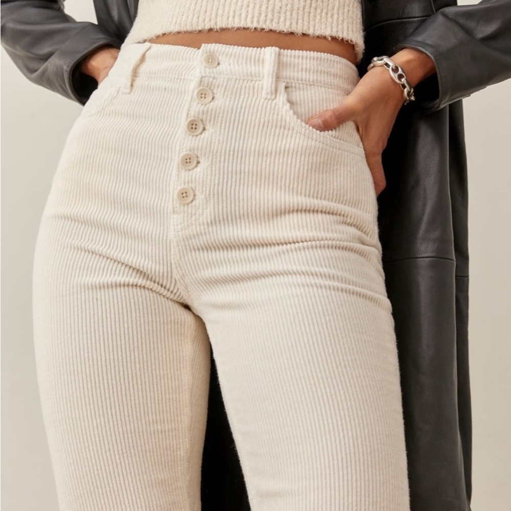 Reformation Cream Corduroy High Rise Jeans